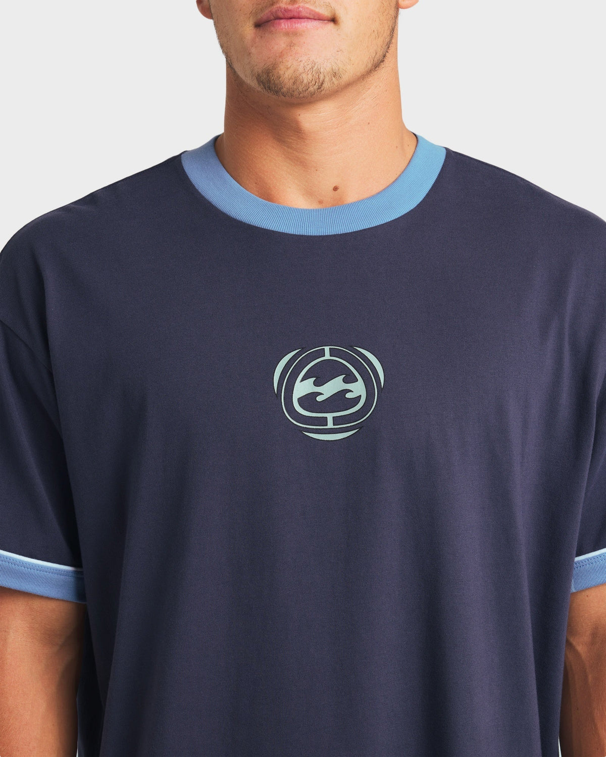 Mens Spec Ringer T Shirt Vintage Navy - Image 5