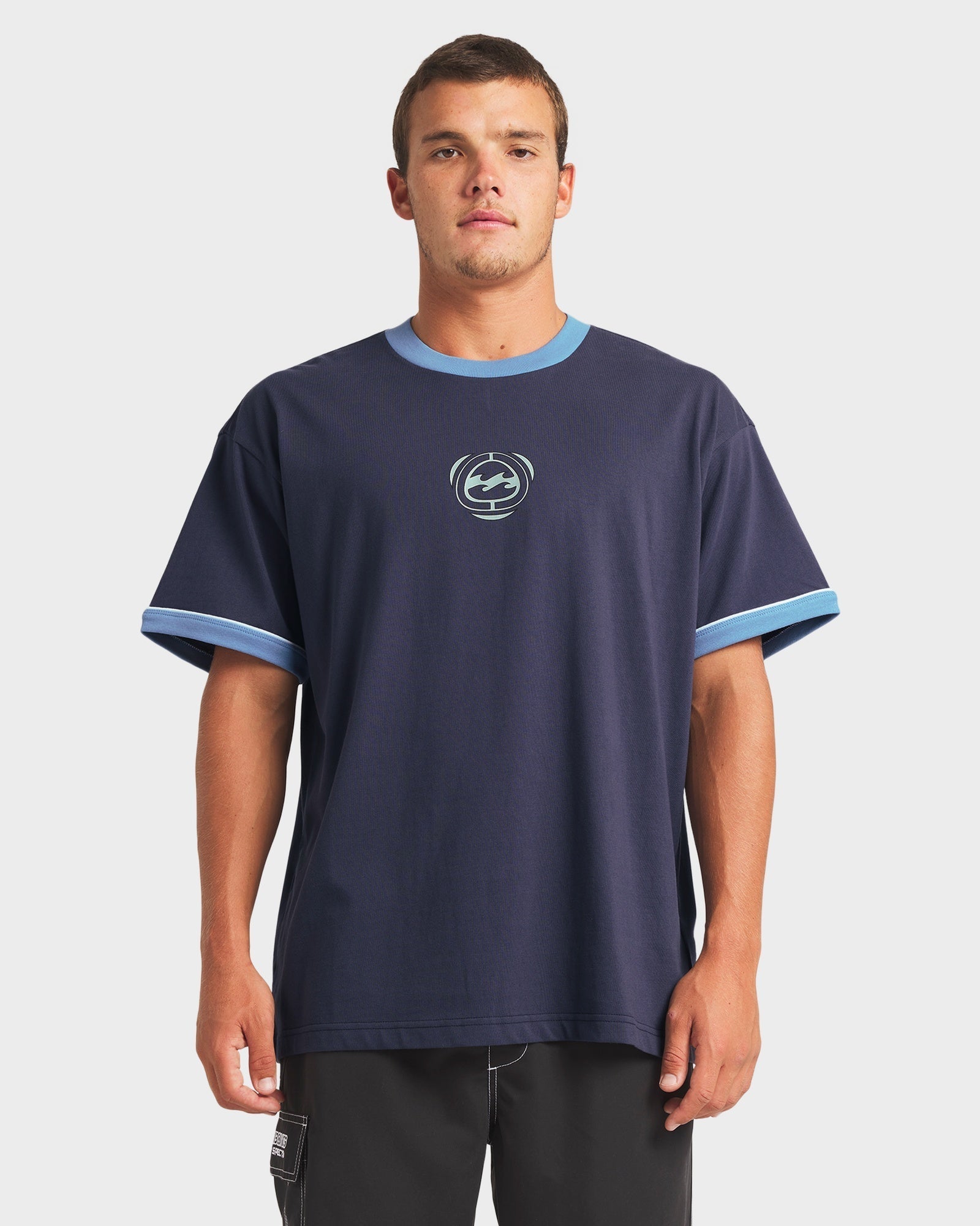Mens Spec Ringer T Shirt Vintage Navy - Image 2