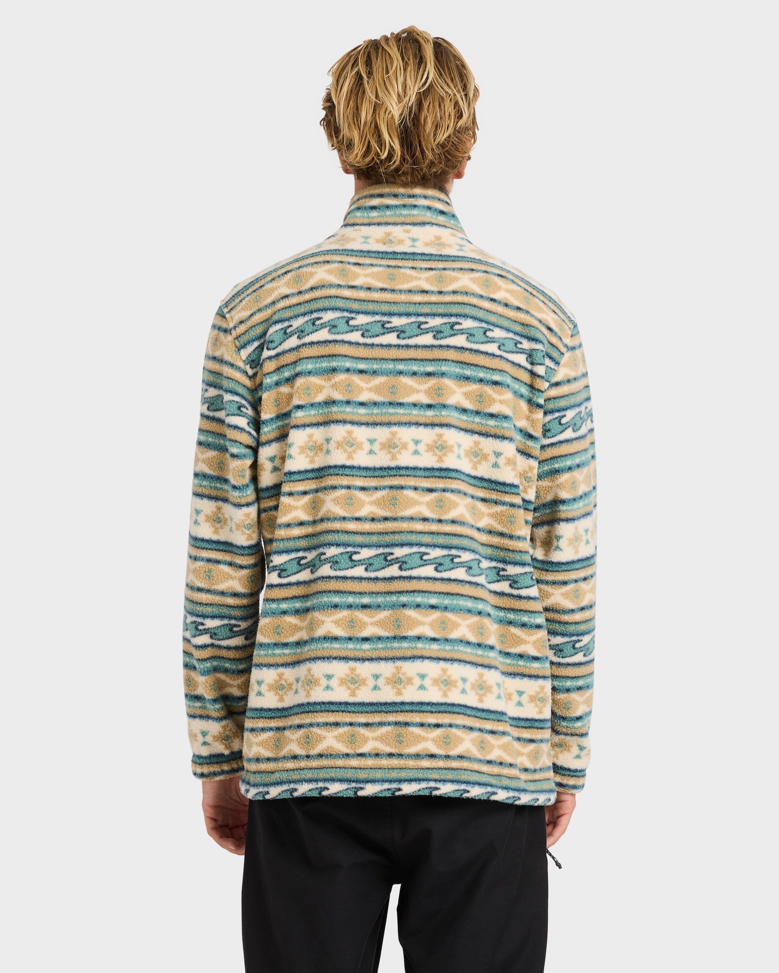Mens Boundary Mock Neck Half Zip Hooded Jumper Desert - Image 3