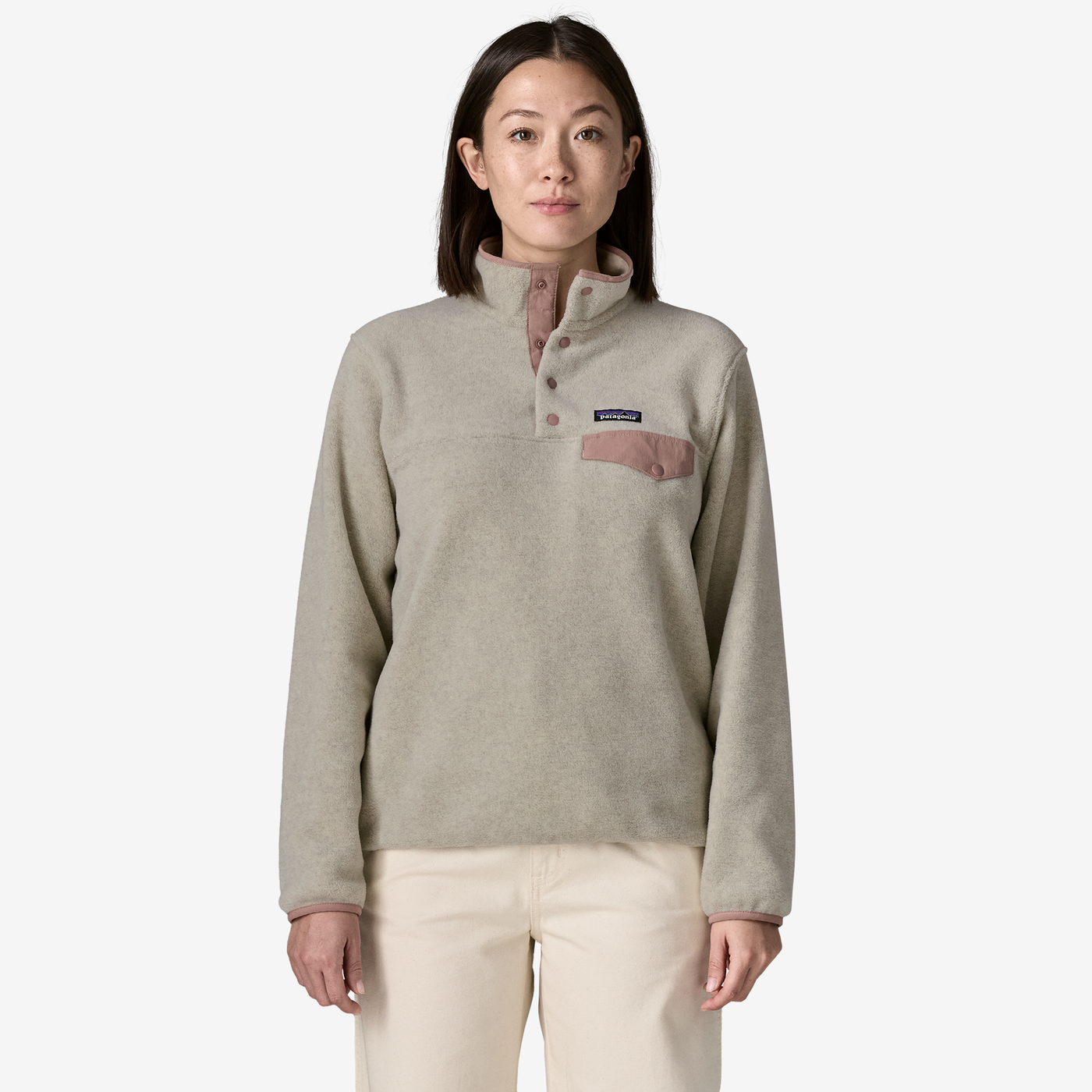 Women's Lightweight Synchilla Snap-T Fleece Pullover Oatmeal Heather w/Moonrise Taupe - Image 2