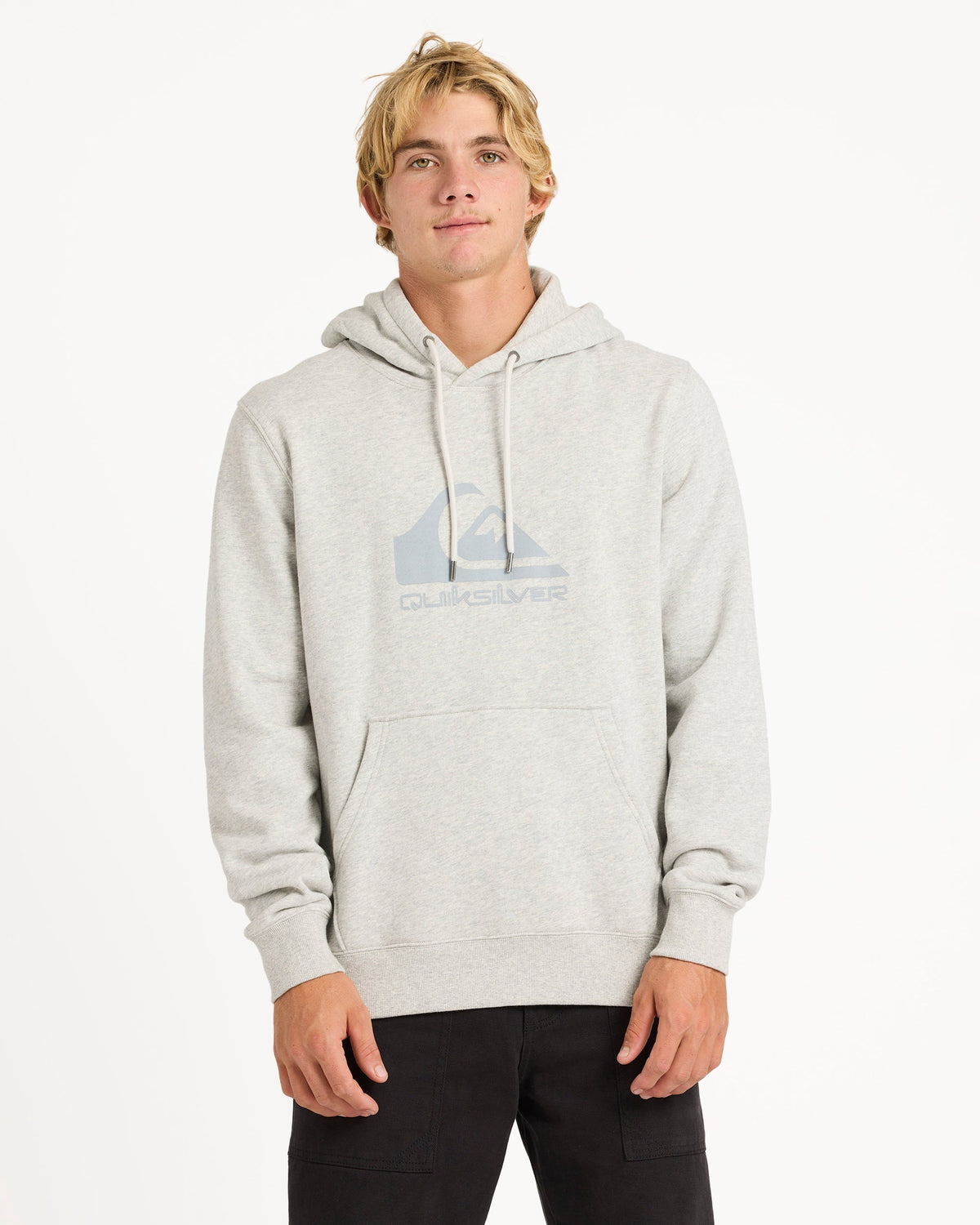 Mens Comp Logo Hooded Jumper Light Grey Heather - Image 15