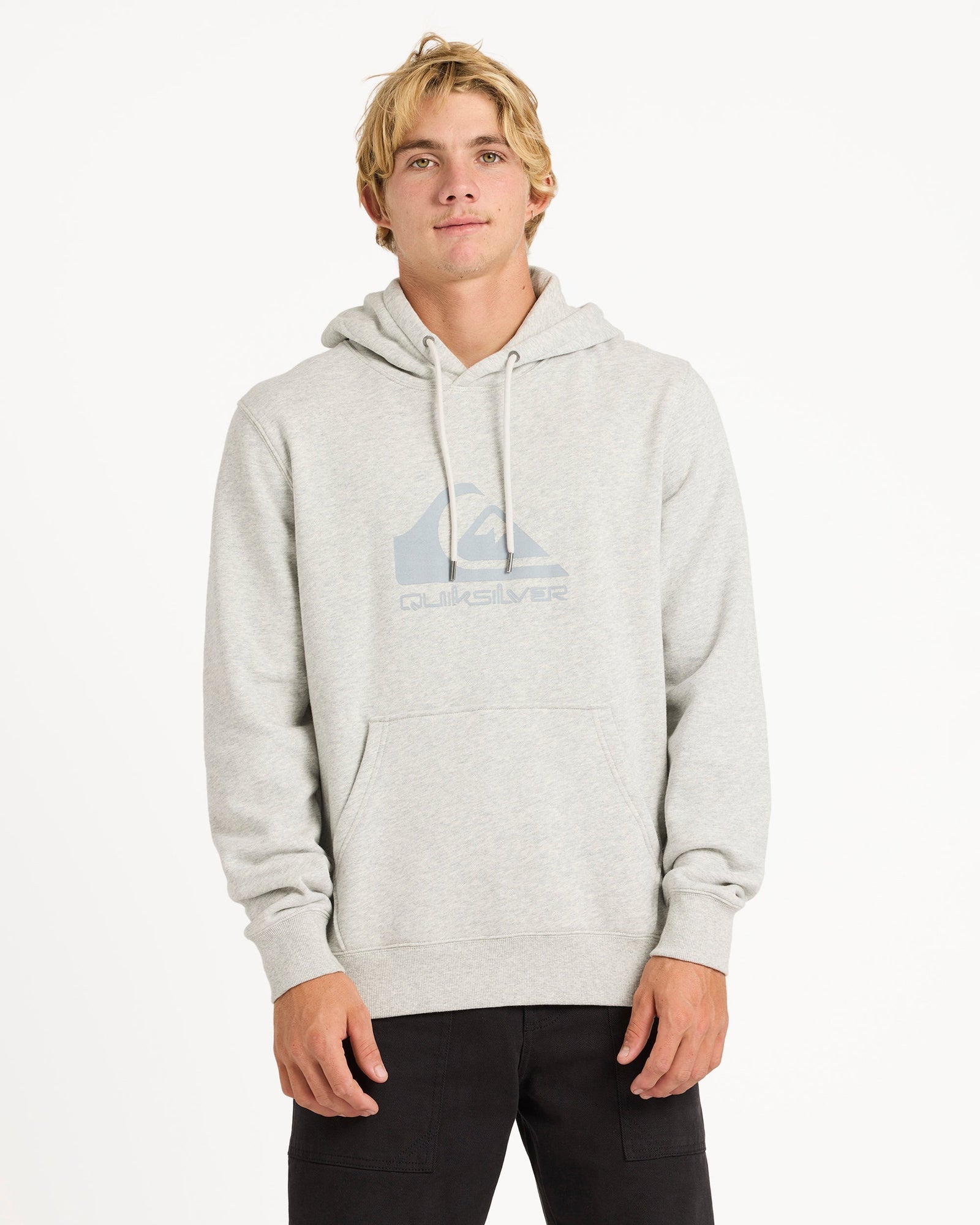 Mens Comp Logo Hooded Jumper Light Grey Heather - Image 15