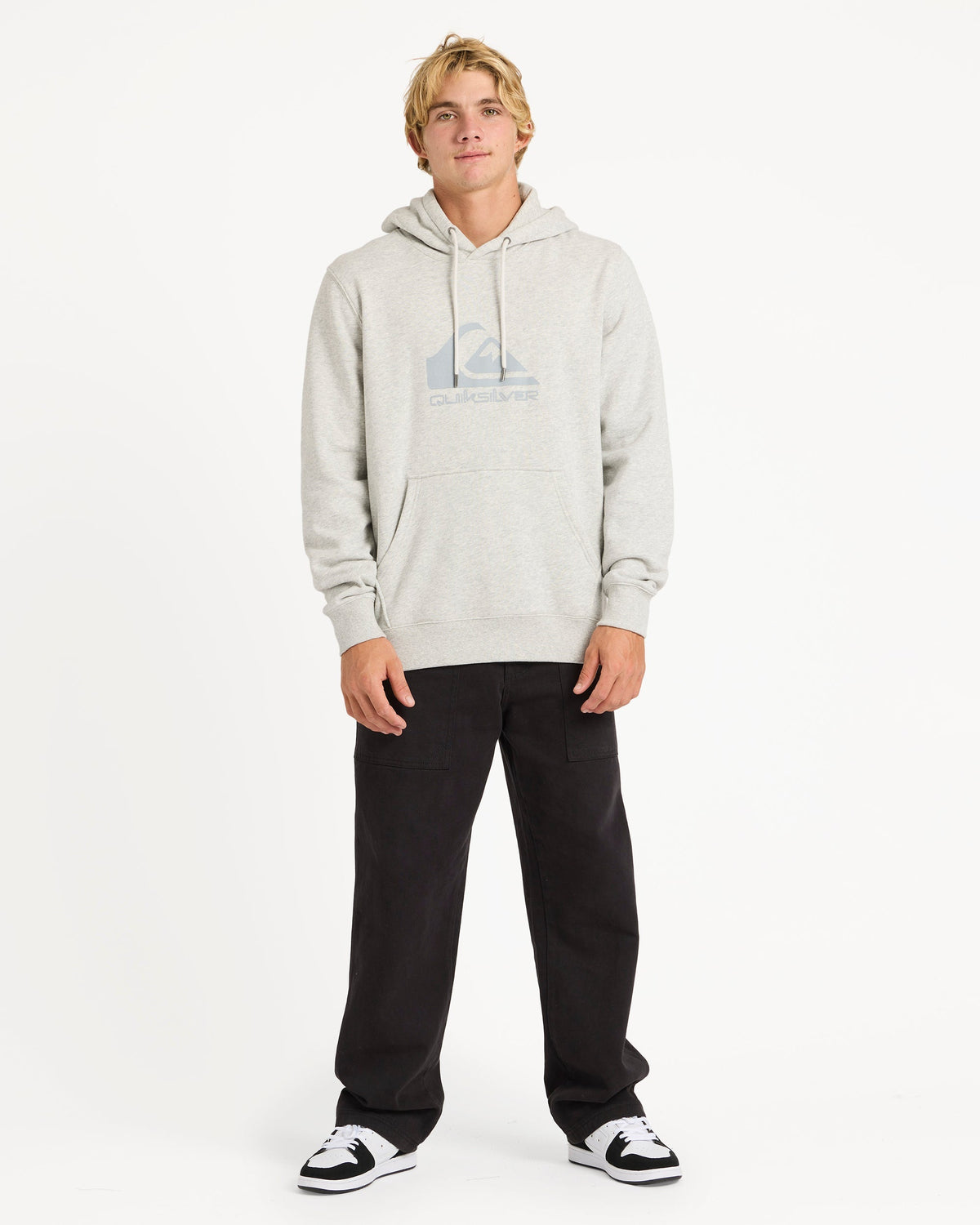 Mens Comp Logo Hooded Jumper Light Grey Heather - Image 19
