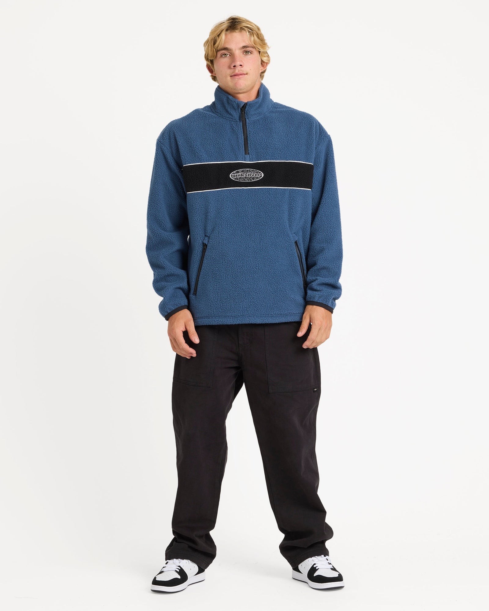 Mens Mercury Panel Sweater Dark Denim - Image 5