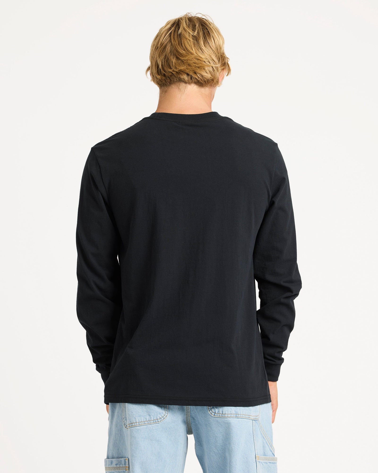Mens Chrome Long Sleeve T Shirt Black - Image 2