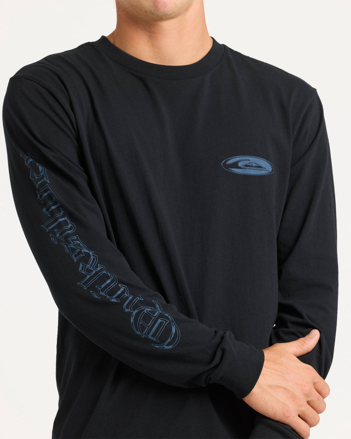 Mens Chrome Long Sleeve T Shirt Black - Image 4