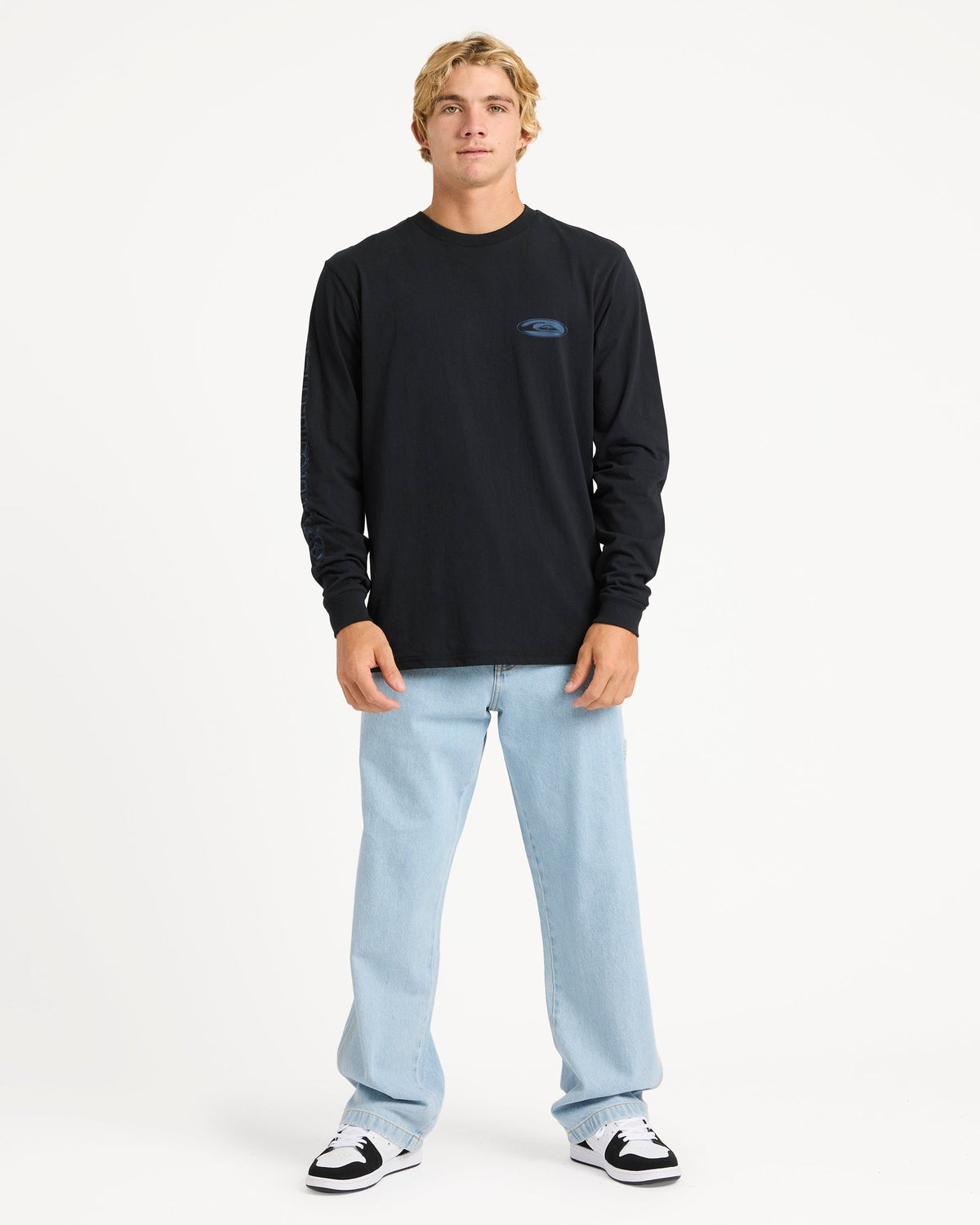 Mens Chrome Long Sleeve T Shirt Black - Image 5