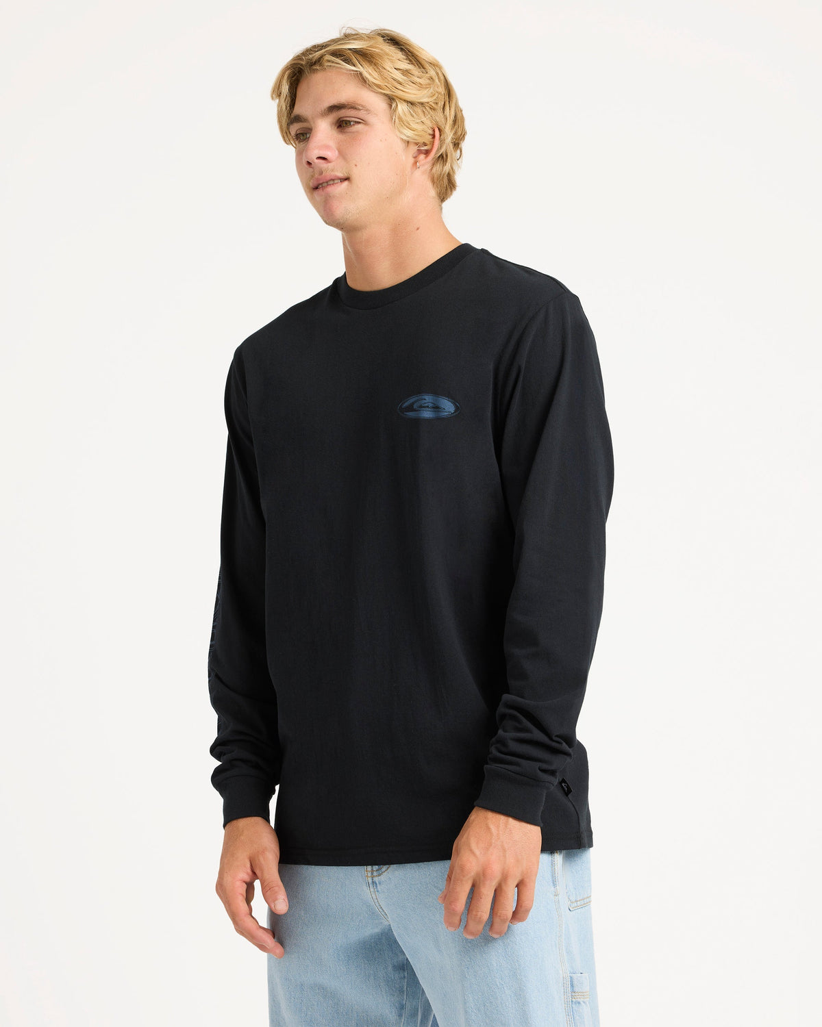 Mens Chrome Long Sleeve T Shirt Black - Image 3