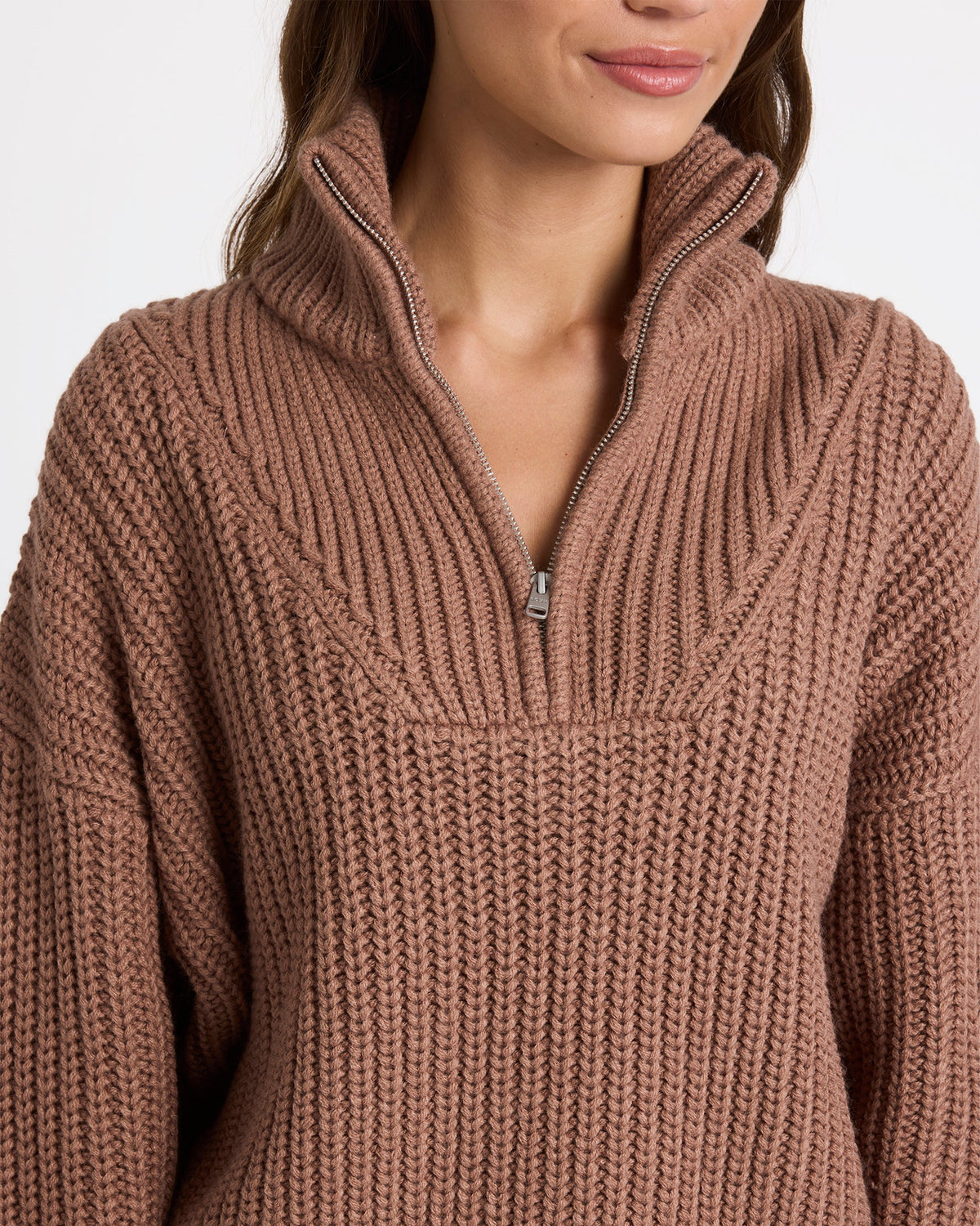 Womens So Cozy Half Zip Sweater Mocha - Image 4