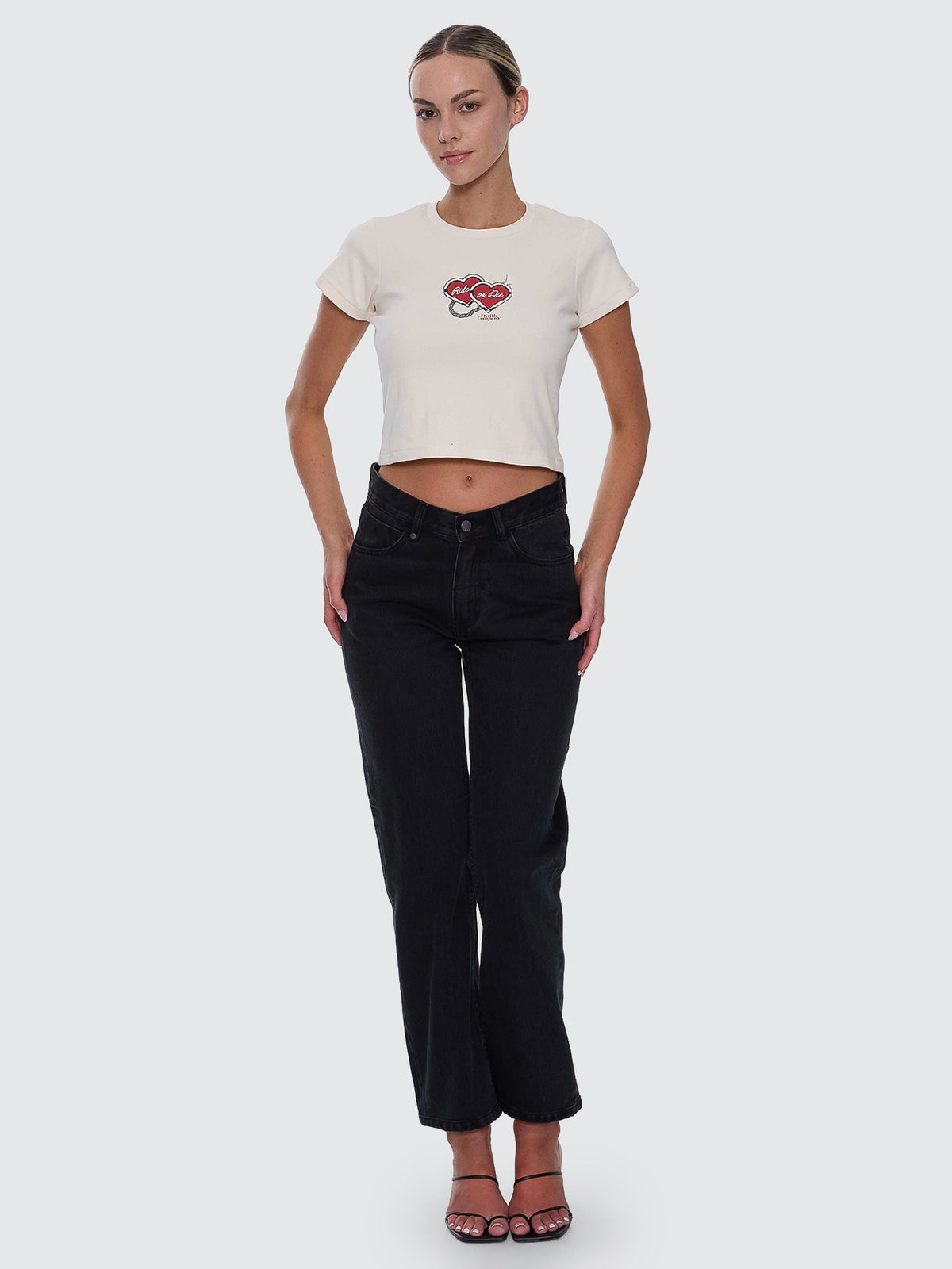 Stevie Mid Rise V Waist Straight Jean - Aged Black - Image 2