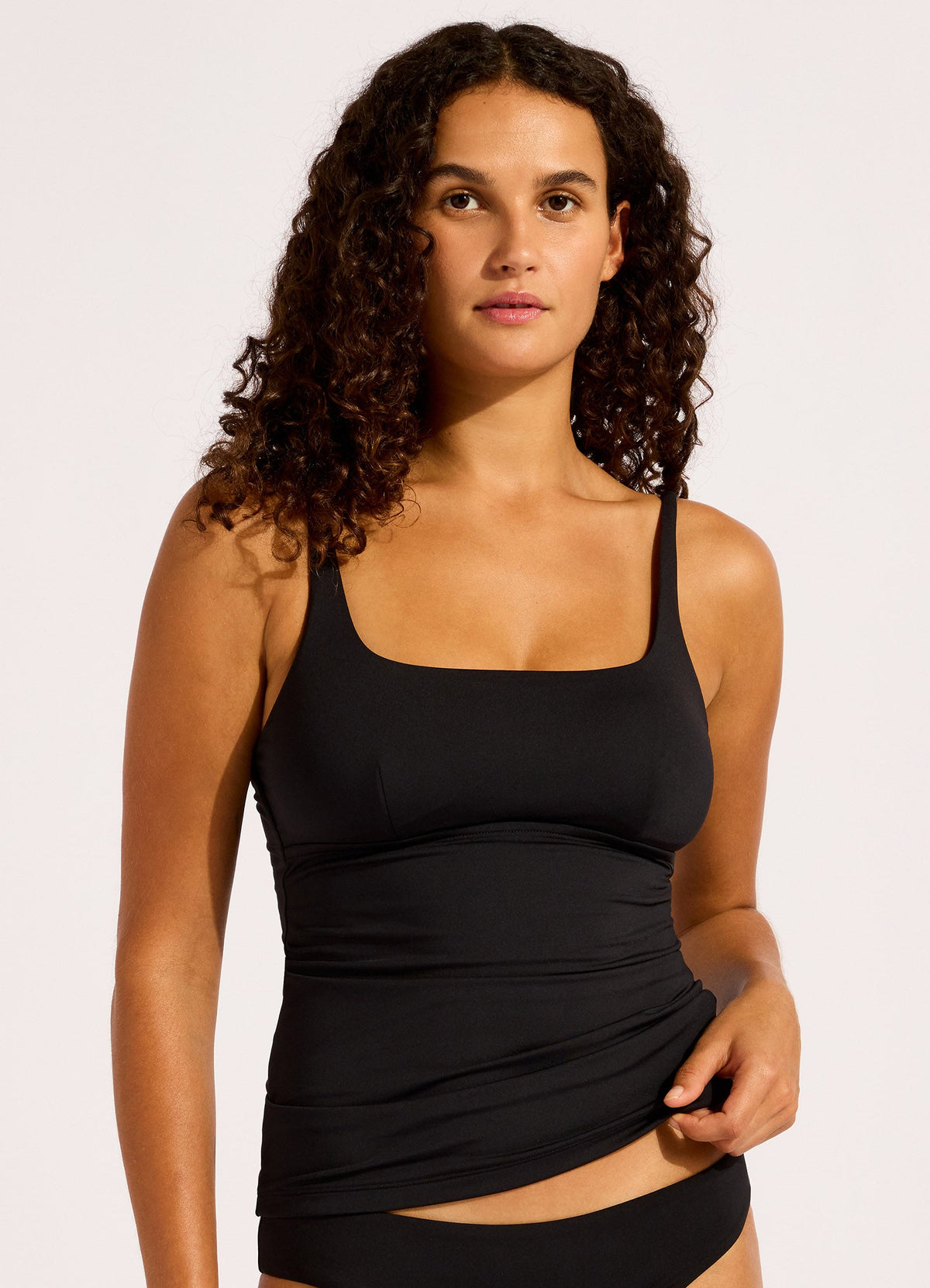 Womens Collective Square Neck Tankini Swimwear Black - Image 2