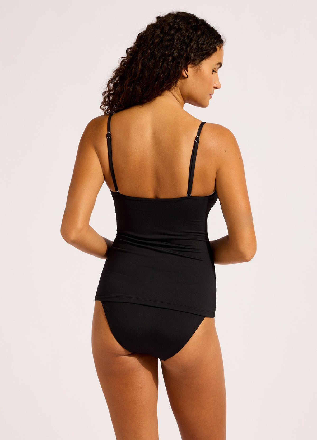 Womens Collective Square Neck Tankini Swimwear Black - Image 4