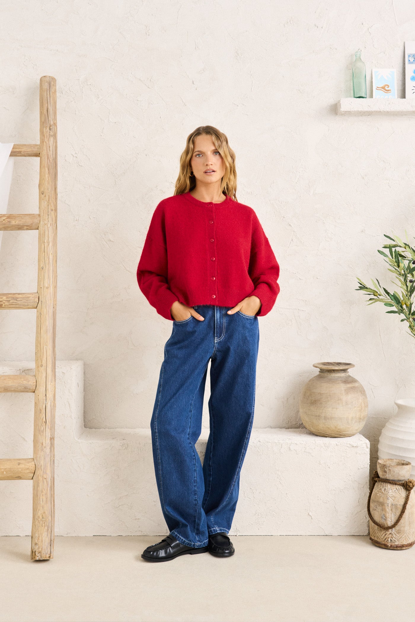 ESTELLE FLUFFY CARDIGAN Chilli - Image 3