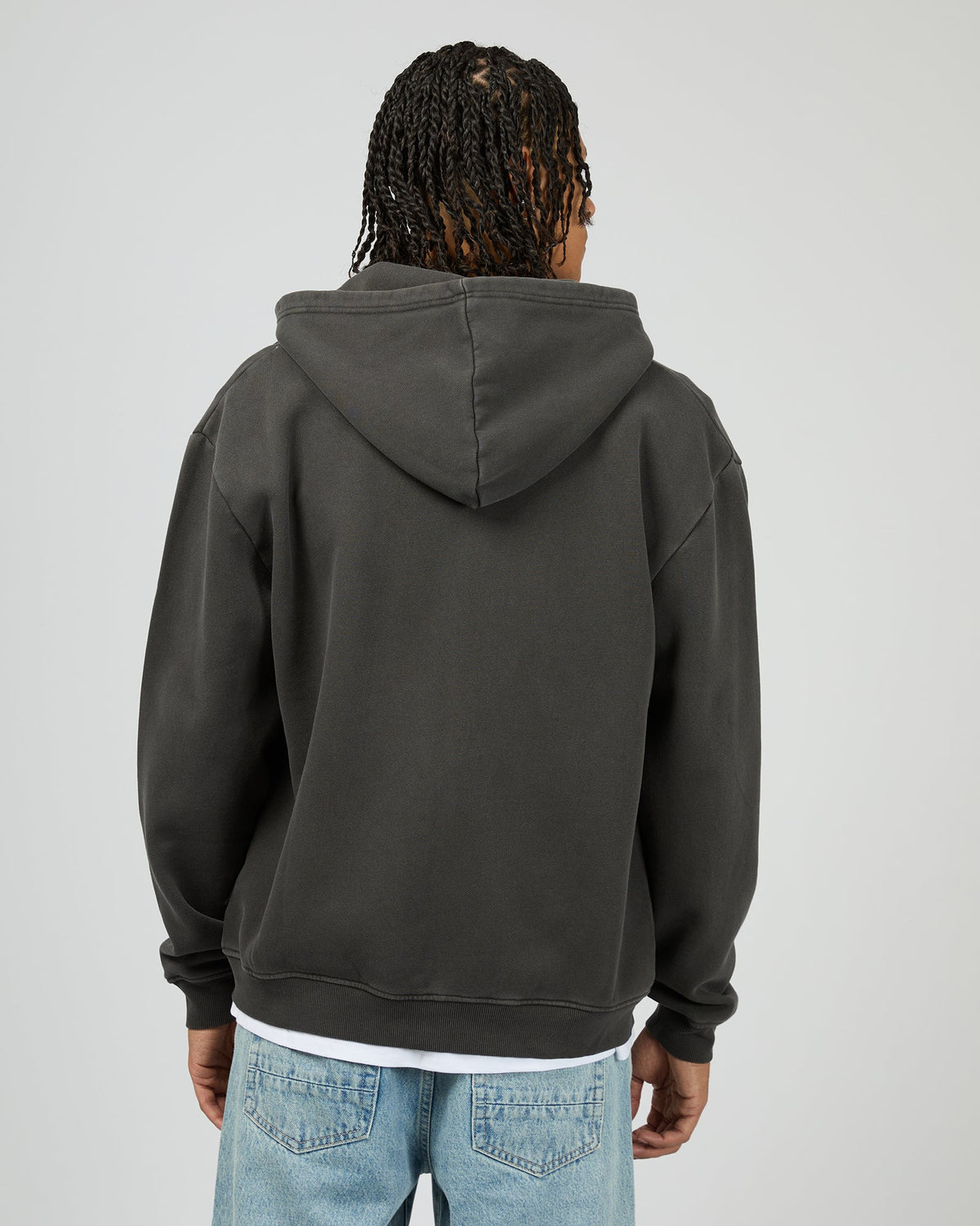 Mens Box Zip Hoodie Coal - Image 3