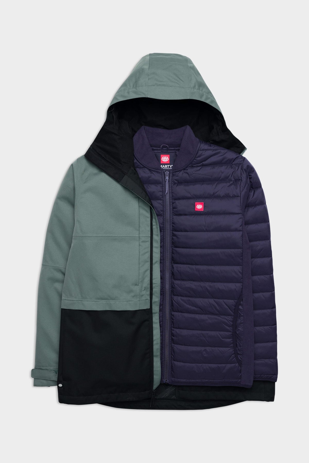 686 Mens Smarty 3-in-1 Form Jacket Cyprus Green Colourblock