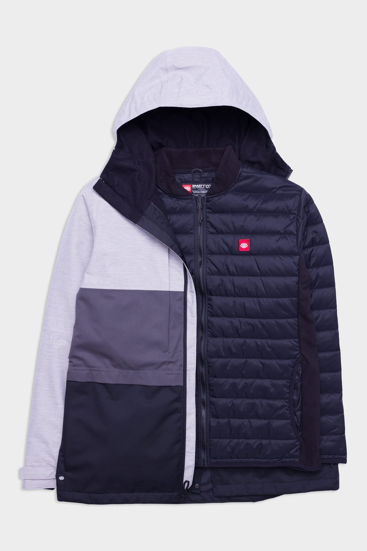 686 Mens Smarty 3-in-1 Form Jacket White Heather  Colourblock