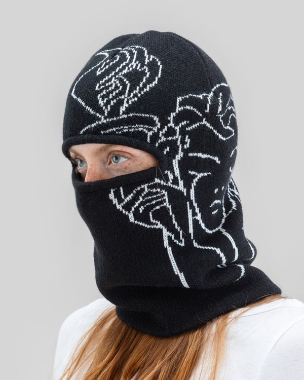 Jacquard Knit Balaclava Angel Black - Image 13
