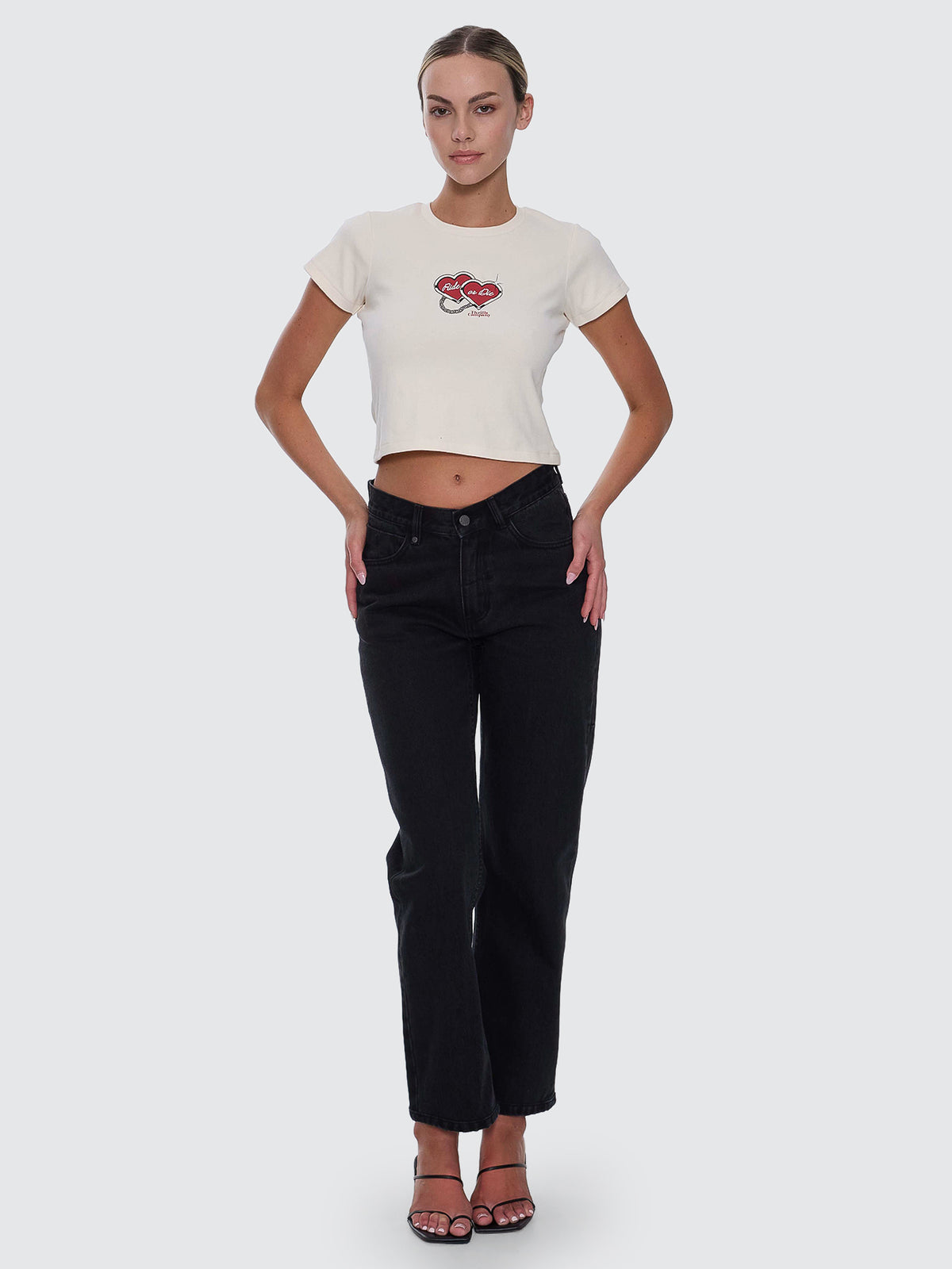 Stevie Mid Rise V Waist Straight Jean - Aged Black - Image 6