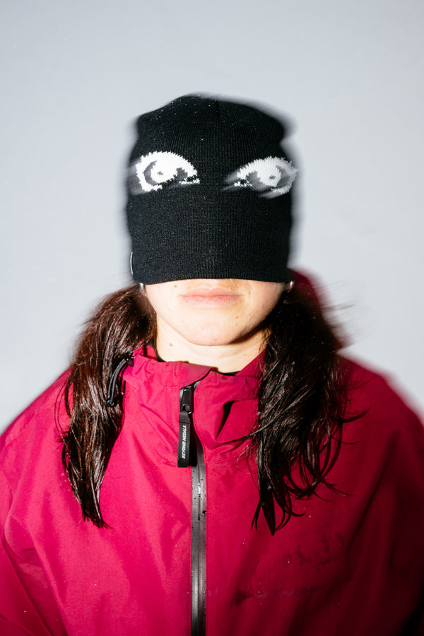 Jacquard Beanie Eyes Black - Image 2