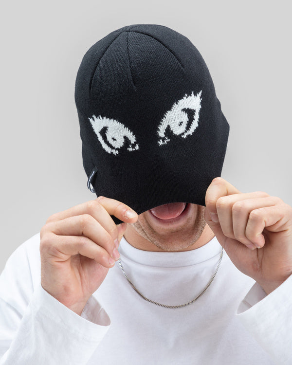 Jacquard Beanie Eyes Black - Image 4
