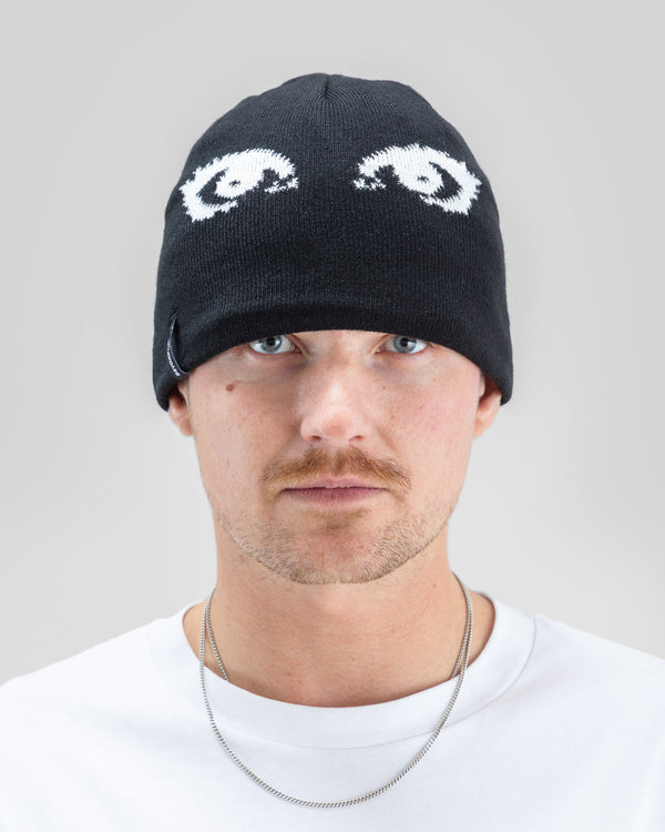 Jacquard Beanie Eyes Black - Image 3
