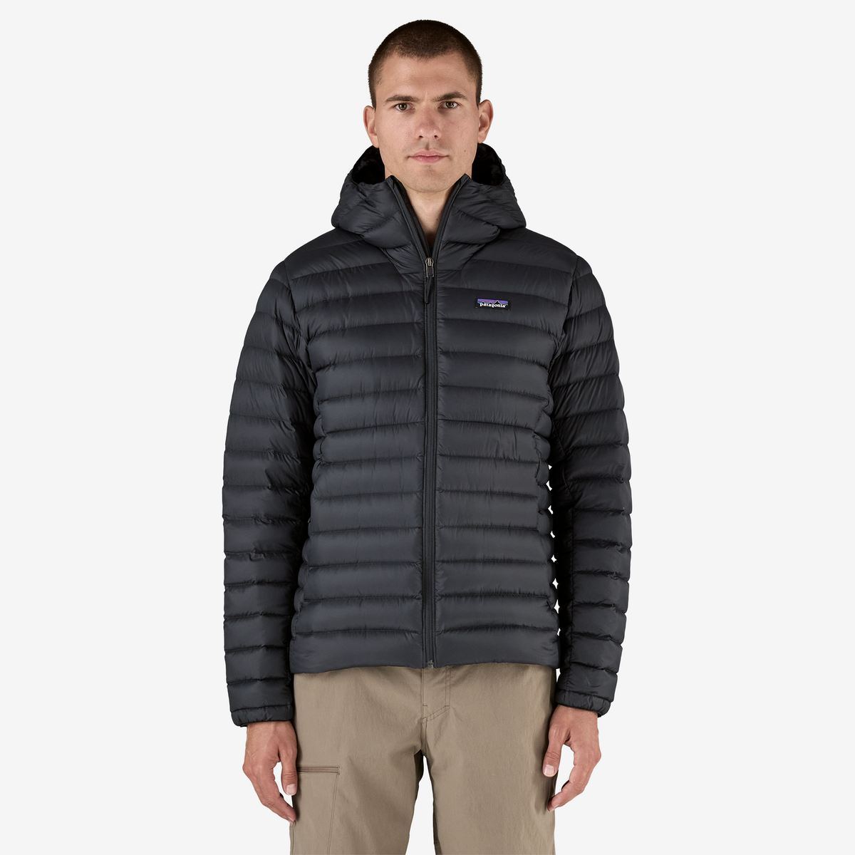 Mens Down Sweater™ Hoody Black - Image 2
