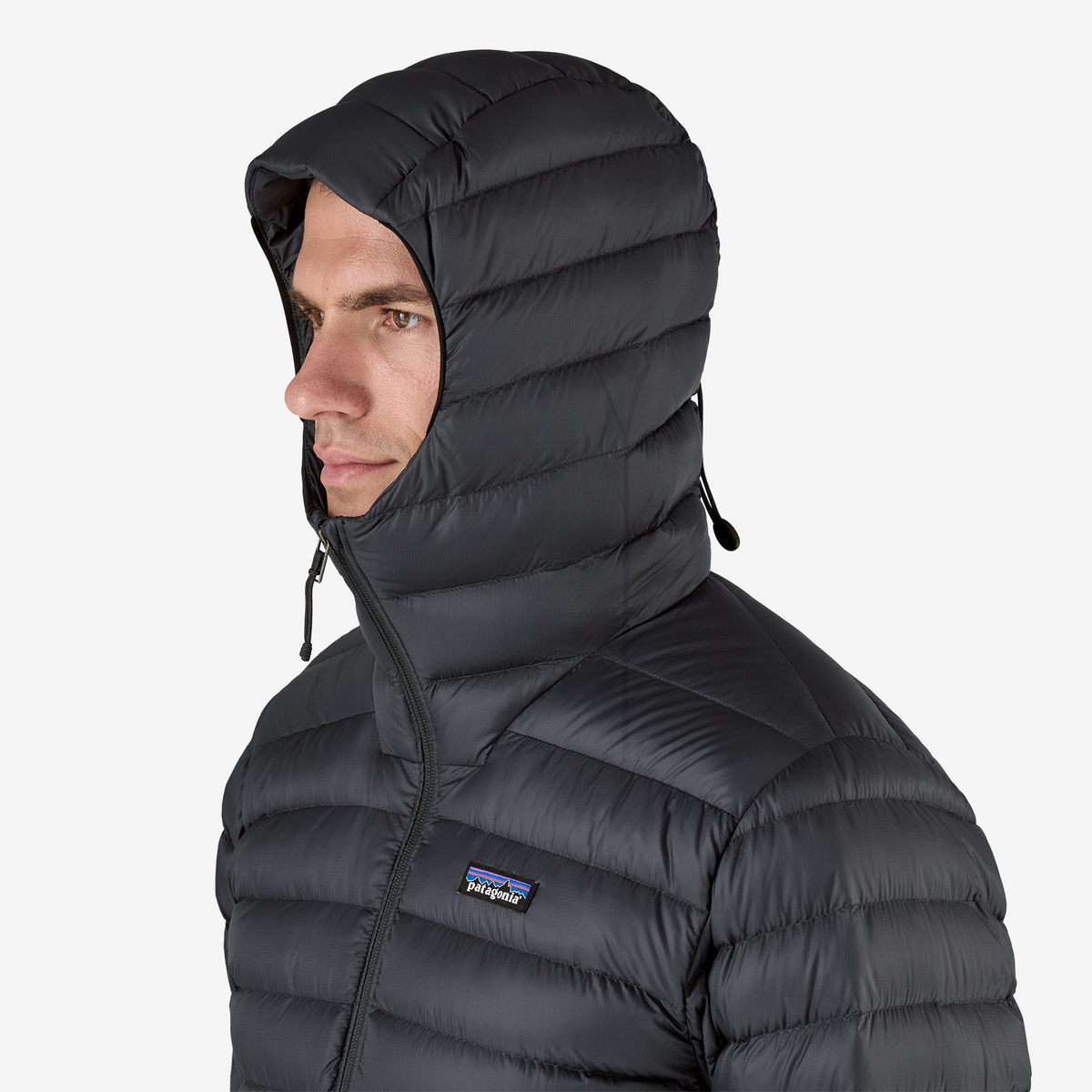 Mens Down Sweater™ Hoody Black - Image 5