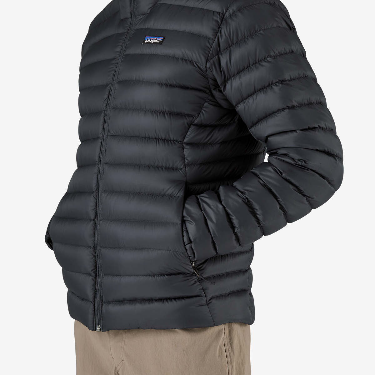 Mens Down Sweater™ Hoody Black - Image 4