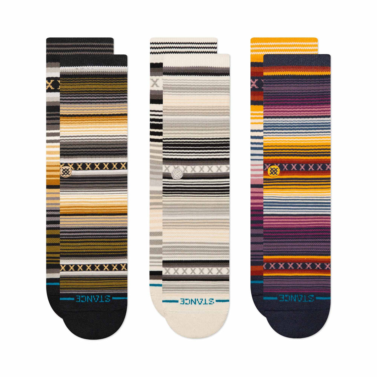 Cotton Crew Socks 3 Pack Forest - Image 1