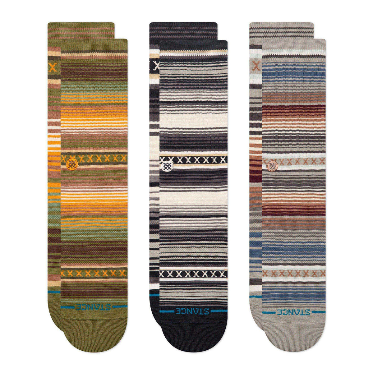 Cotton Crew Socks 3 Pack Green - Image 2