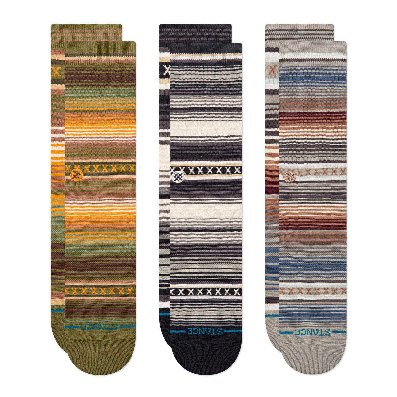 Cotton Crew Socks 3 Pack Green - Image 2