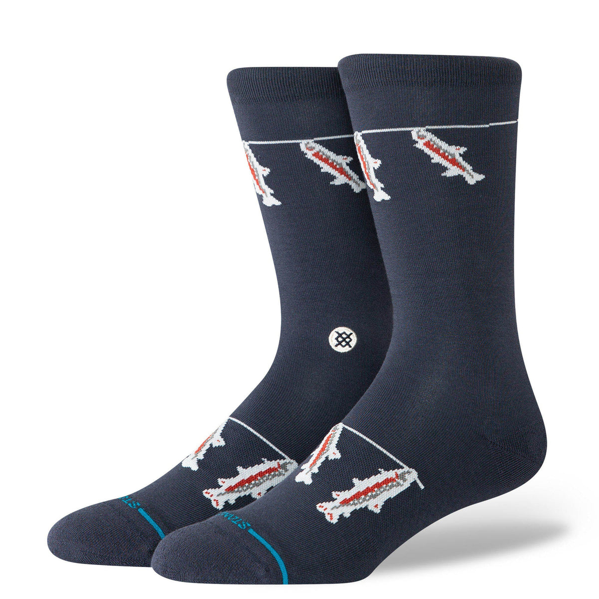 Gone Fishin Crew Socks Navy - Image 1