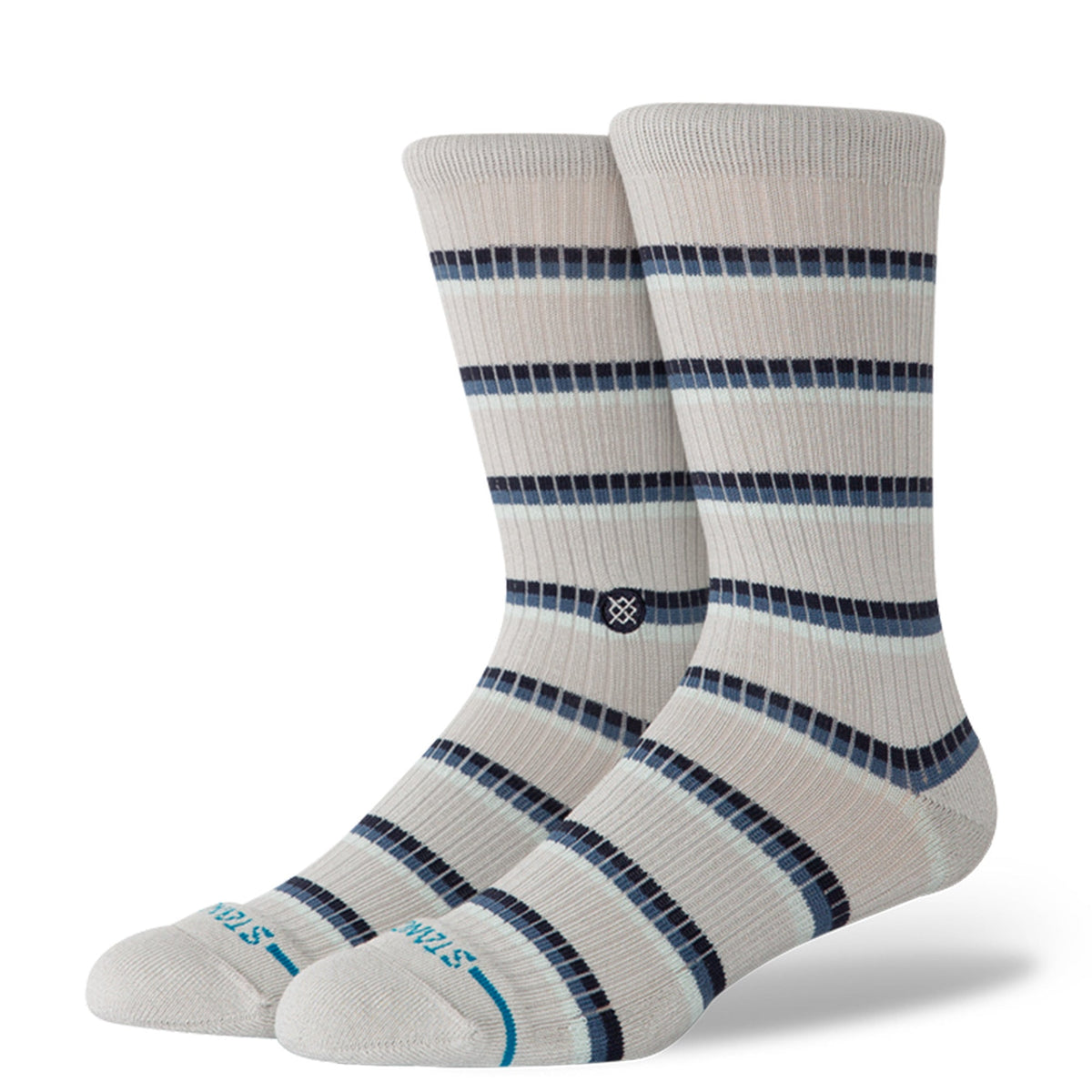Multistripe Ribbed Crew Socks Grey - Image 1