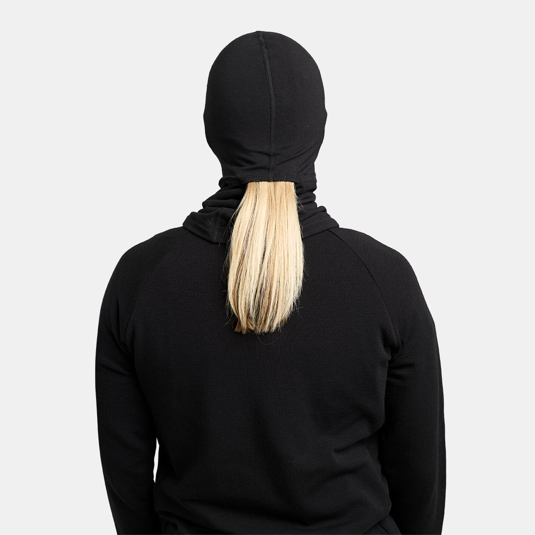 Heavyweight Grid Fleece Merino Balaclava Black - Image 2