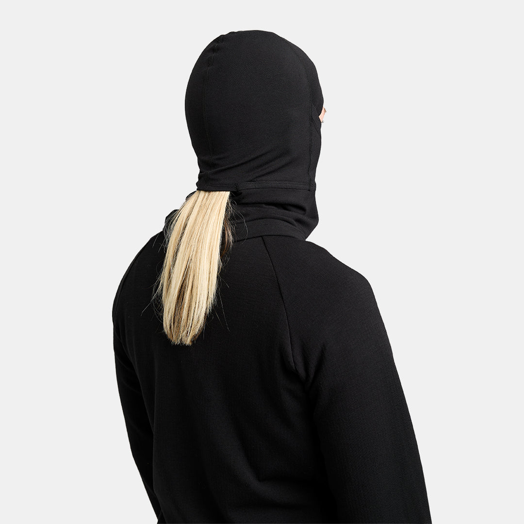 Heavyweight Grid Fleece Merino Balaclava Black - Image 3