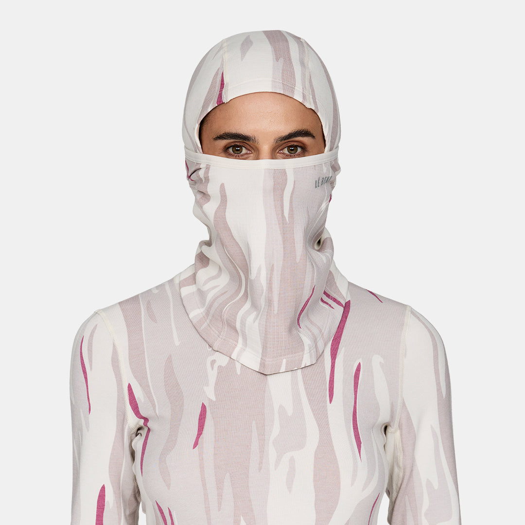Heavyweight Grid Fleece Merino Balaclava Pearl Snow Gum - Image 5