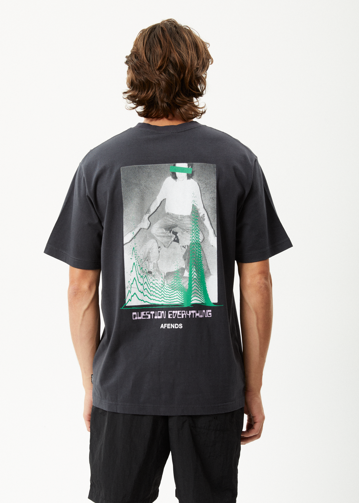 Afends Waveform Retro Graphic Fit T-Shirt Charcoal 