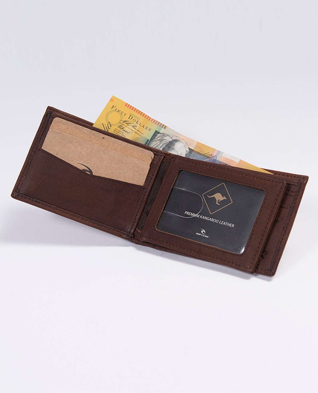 K-Roo RFID Slim Zf Leather Wallet Brown - Image 5