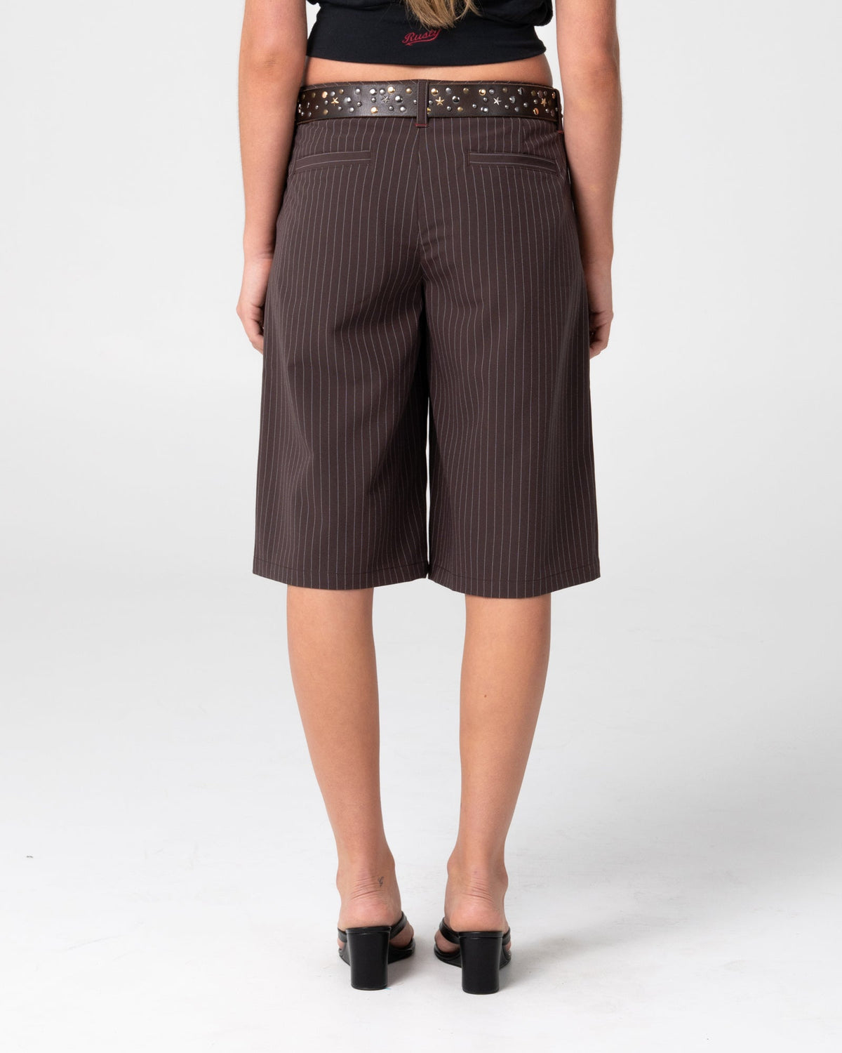 Big Bad Finance Mommy Low Rise Short Java Pinstripe - Image 5