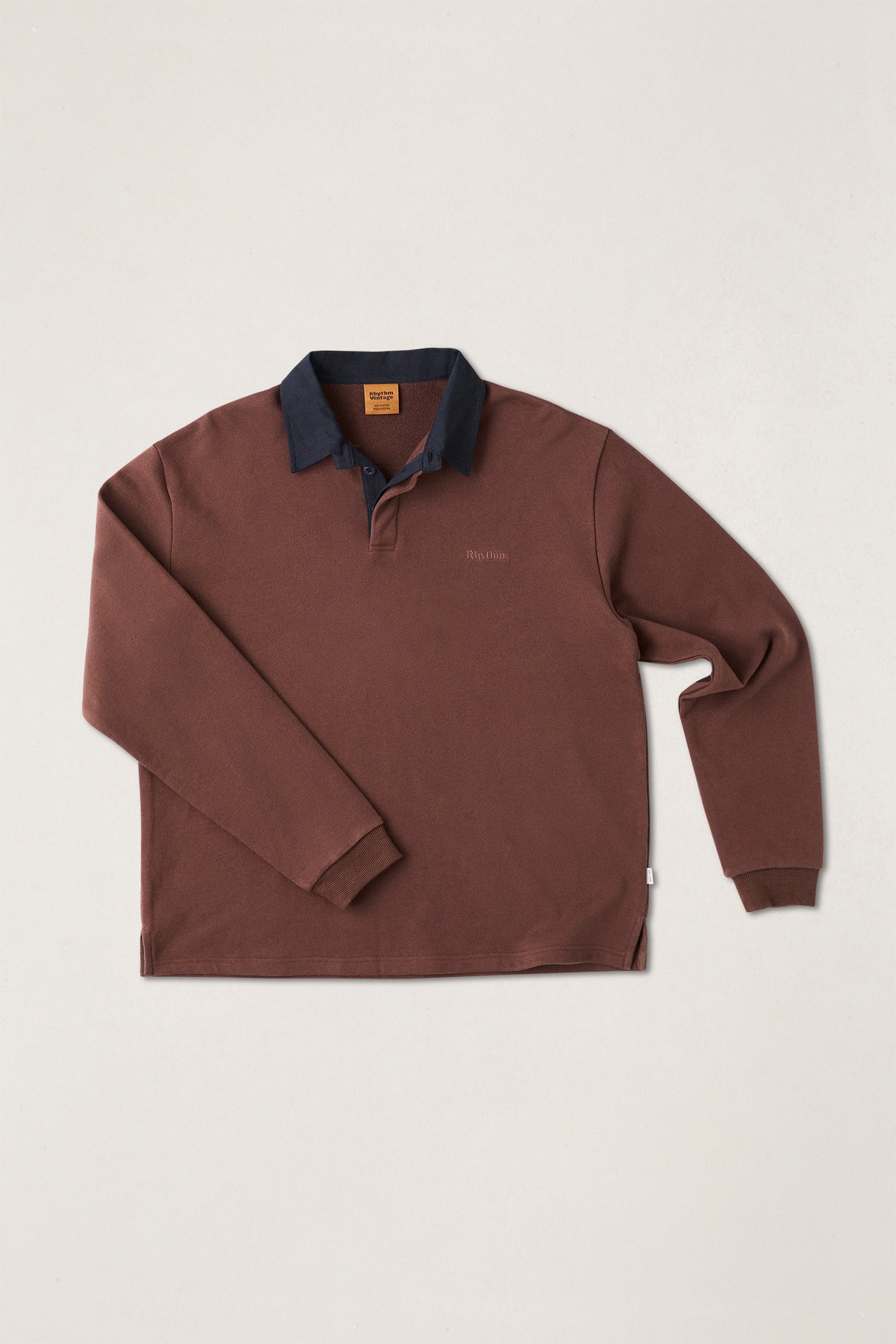 Mens Koa LS Rugby Polo T Shirt Chocolate - Image 1