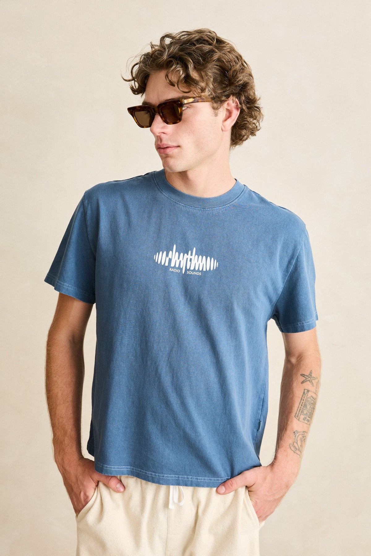 Mens Sounds Contrast Band T Shirt Blue - Image 6