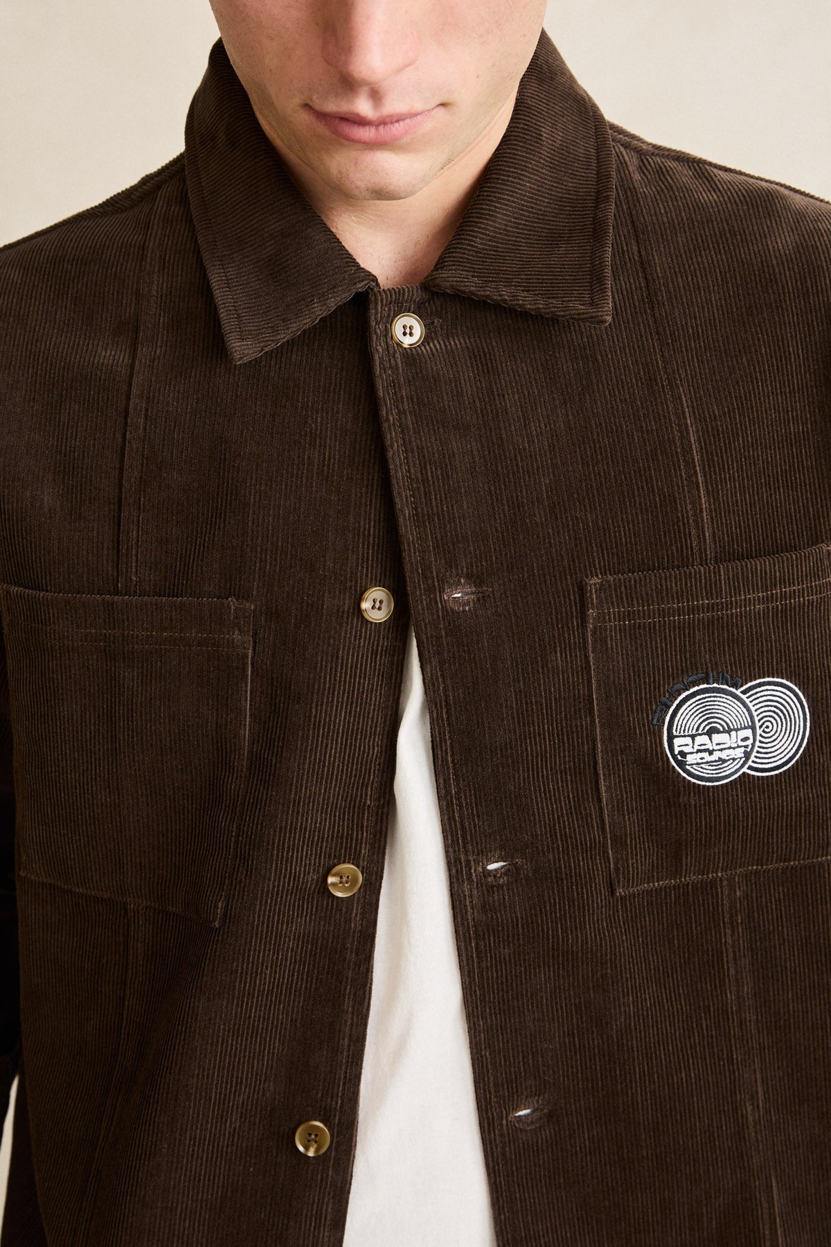 Mens Broadcast Cord Overshirt Chocolate - Image 3