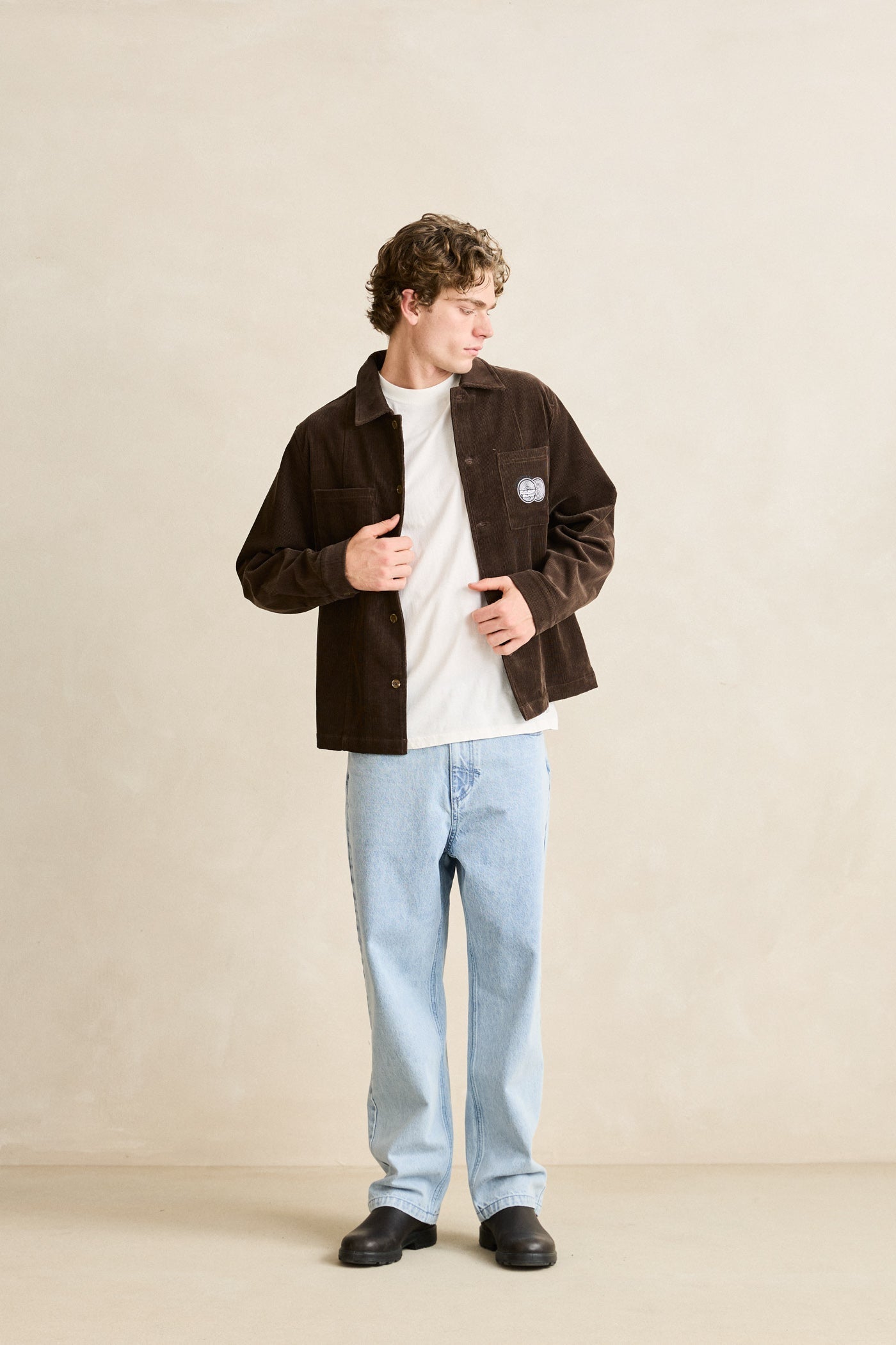 Mens Broadcast Cord Overshirt Chocolate - Image 5