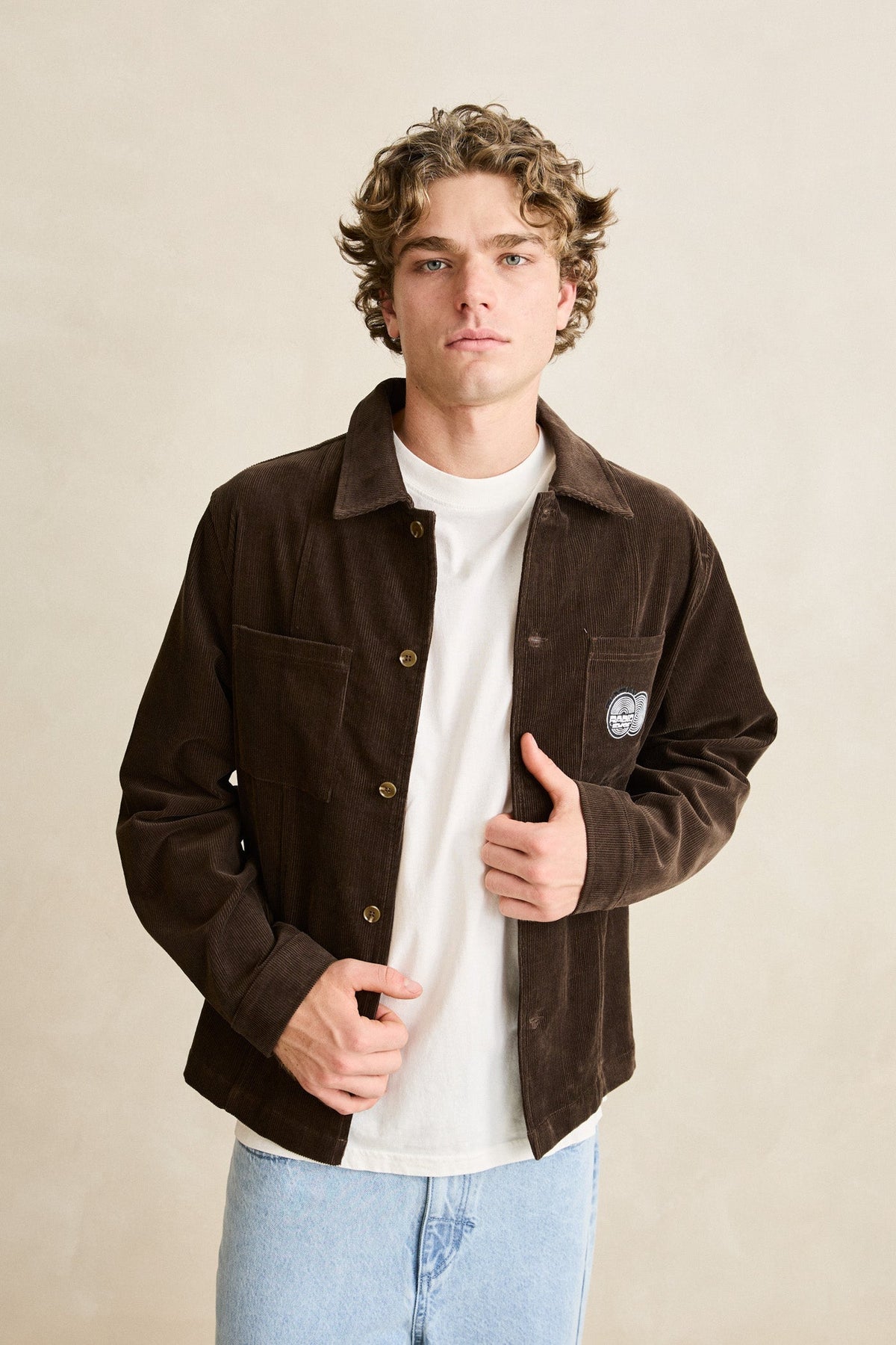 Mens Broadcast Cord Overshirt Chocolate - Image 6