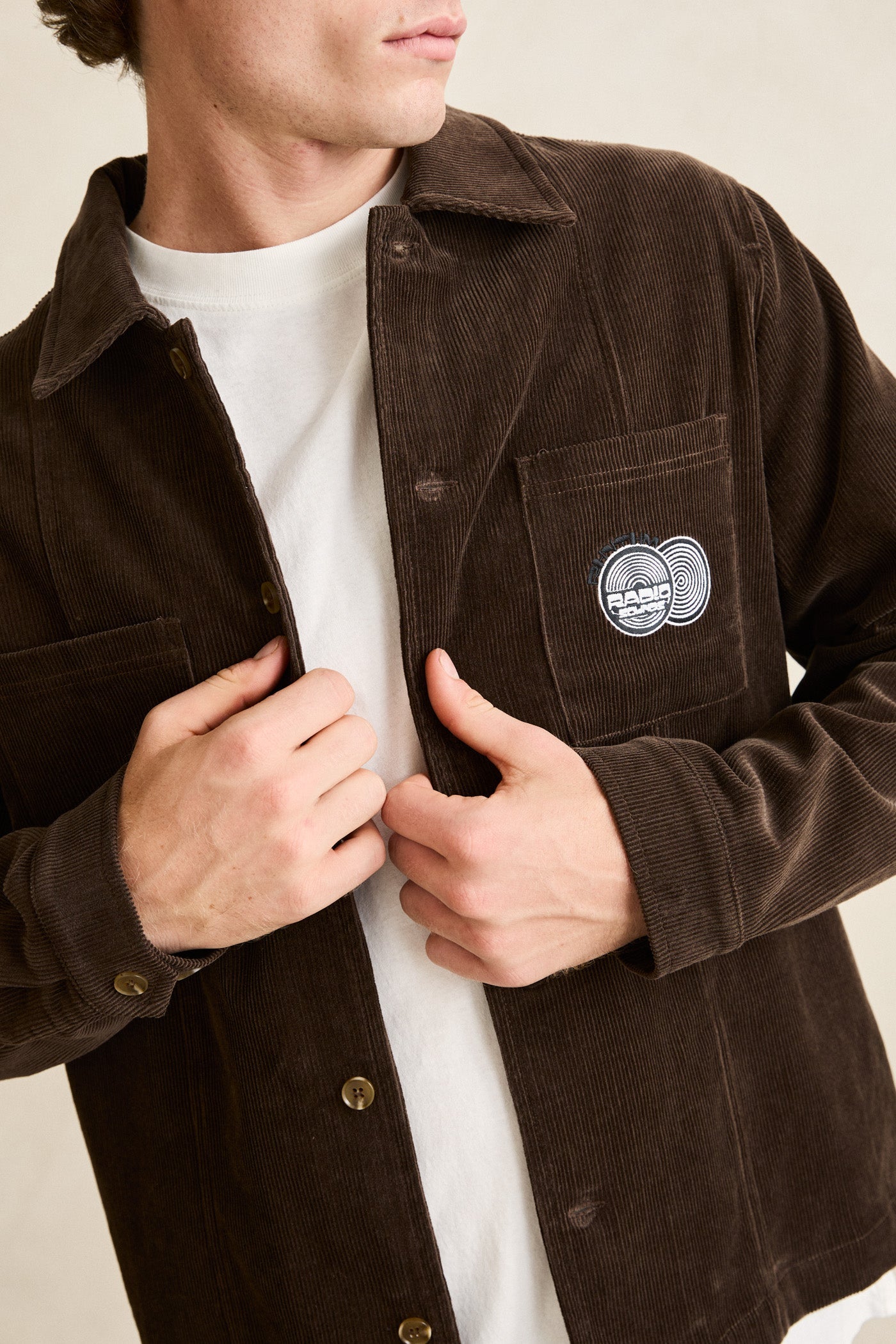 Mens Broadcast Cord Overshirt Chocolate - Image 7