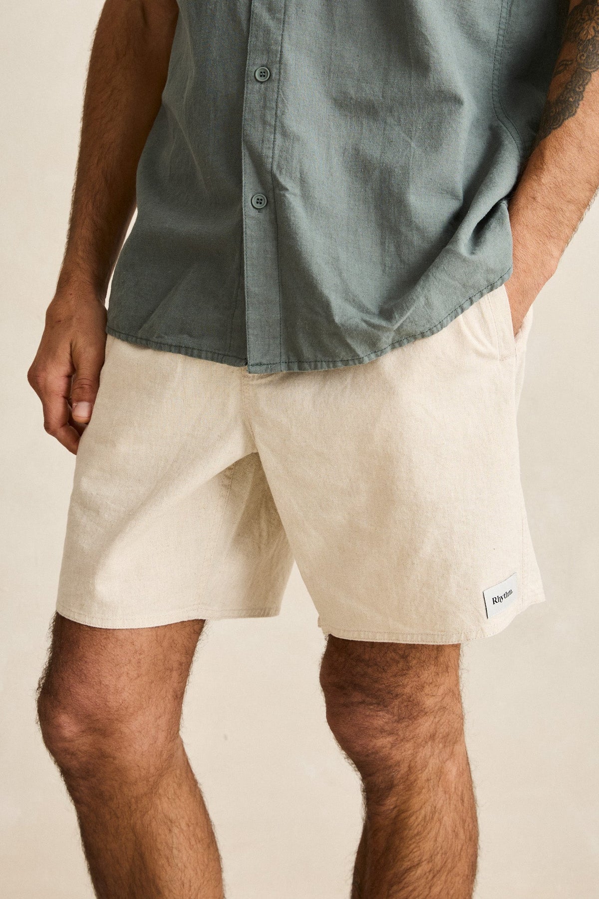 Mens Classic Linen Jam Board Short Sanddune - Image 2