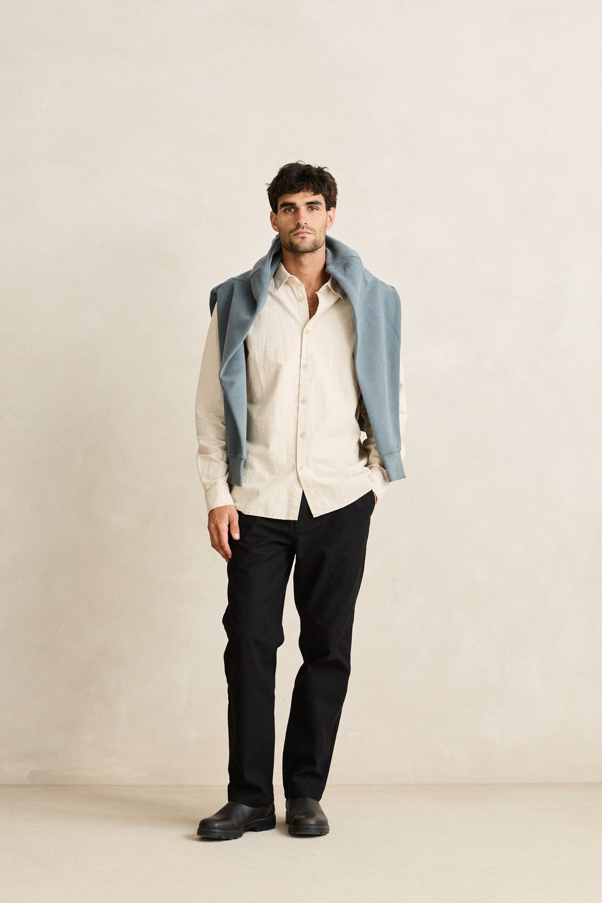 Mens Classic Linen Dress Shirt Sanddune - Image 7