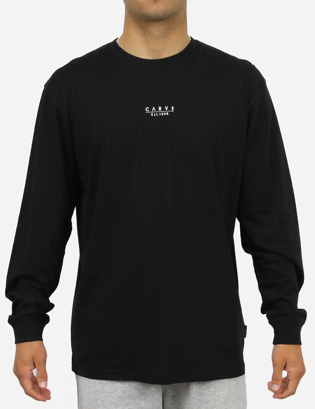 Mens North Shore Long Sleeve T Shirt Black - Image 1