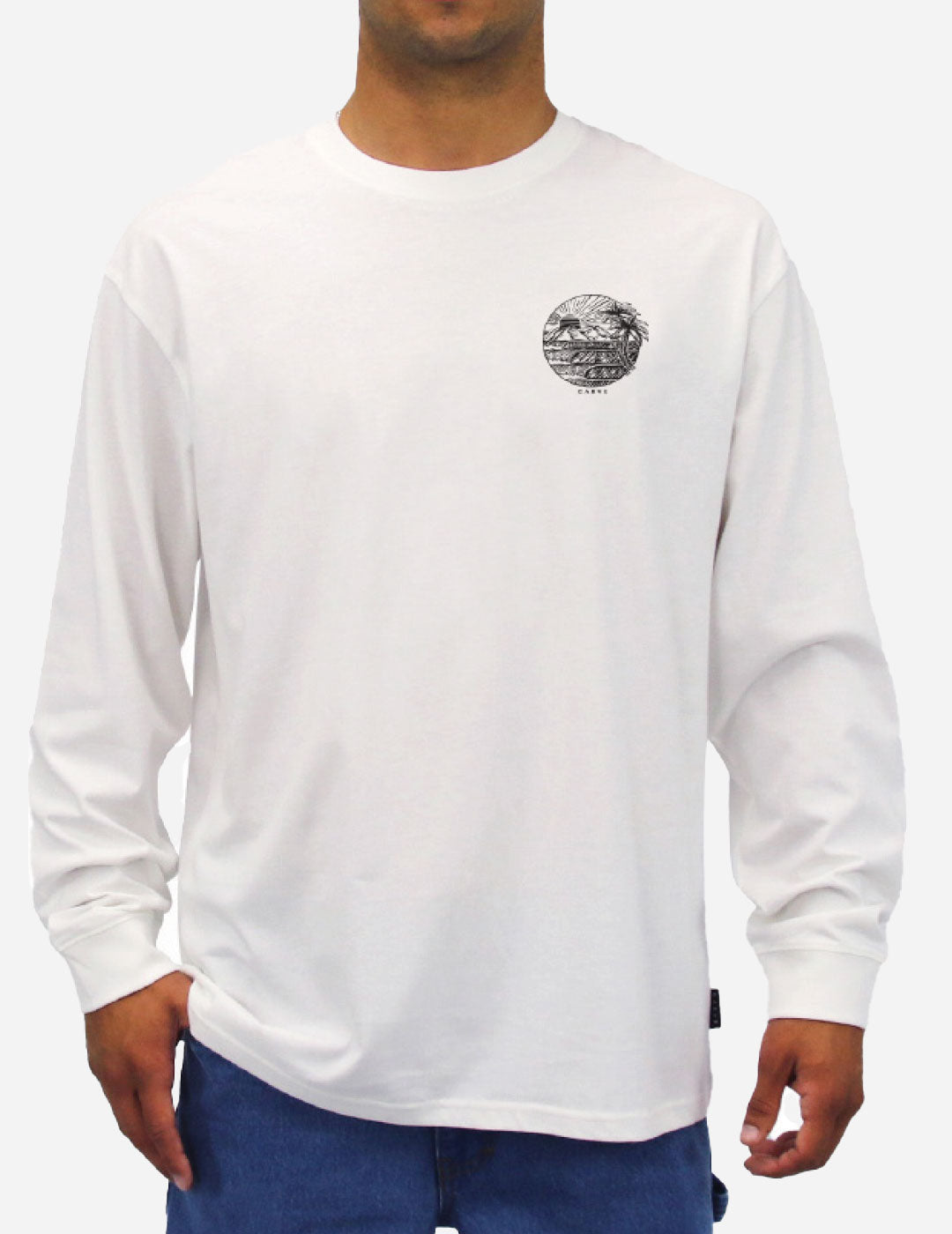 Mens Eventide Long Sleeve T Shirt White - Image 4