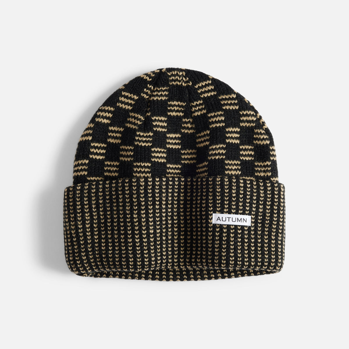 Mens Squared Beanie Black - Image 1